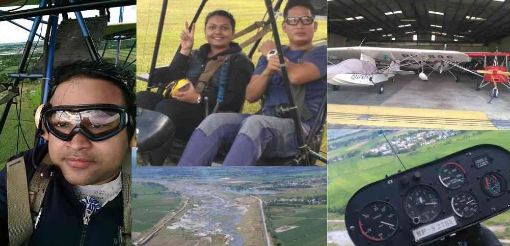 "A thrilling collage capturing Jainee Vora and her husband's exhilarating Lava Trail experience from a helicopter in the Philippines