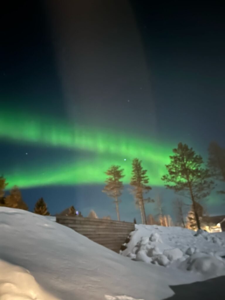 Northern lights from Igloo room of ms Ramyashri on her 7 days Finland tour from India