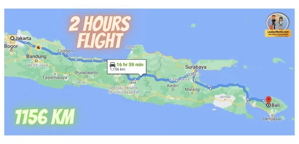 Distance between Bali and Jakarta :)