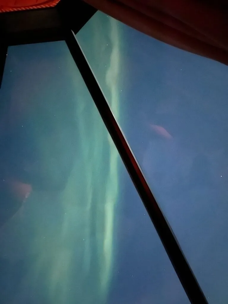 Northern lights from Igloo room of ms Ramyashri on her 7 days Finland tour from India