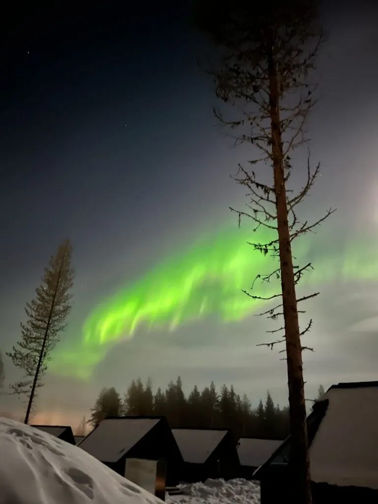 Northern lights from Igloo room of ms Ramyashri on her 7 days Finland tour from India